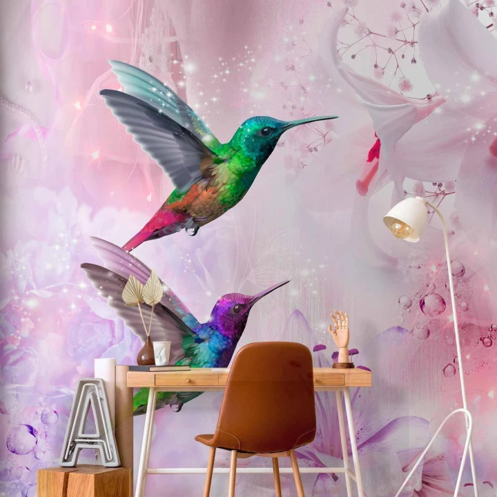 Fototapeta - Kolorowe kolibry (fioletowy)