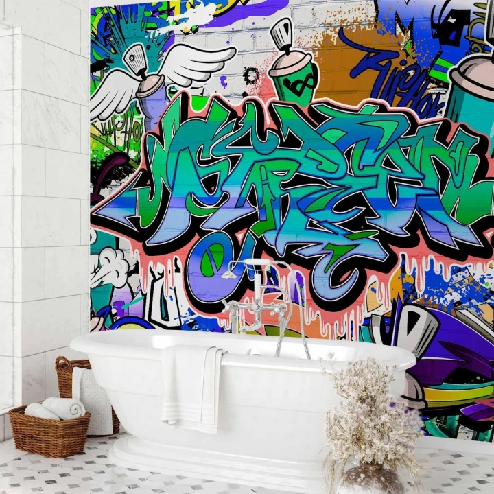 Fototapeta - Grafiti: niebieski motyw