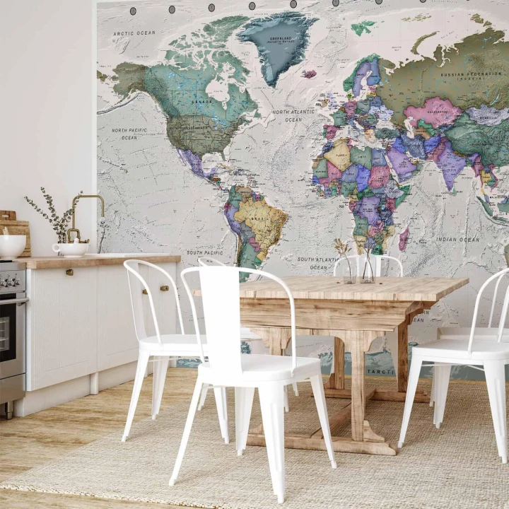 Fototapeta - Nauka geografii - mapa świata z podpisanymi państwami po angielsku
