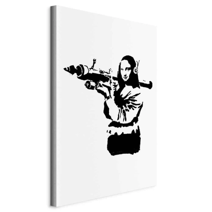 Obraz - Banksy Mona Lisa with Rocket Launcher (1-częściowy) pionowy