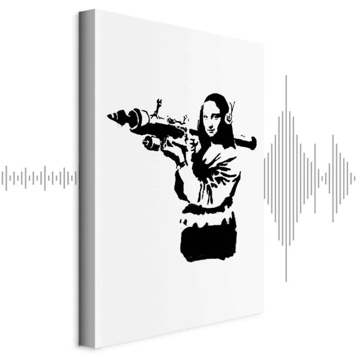 Obraz - Banksy Mona Lisa with Rocket Launcher (1-częściowy) pionowy