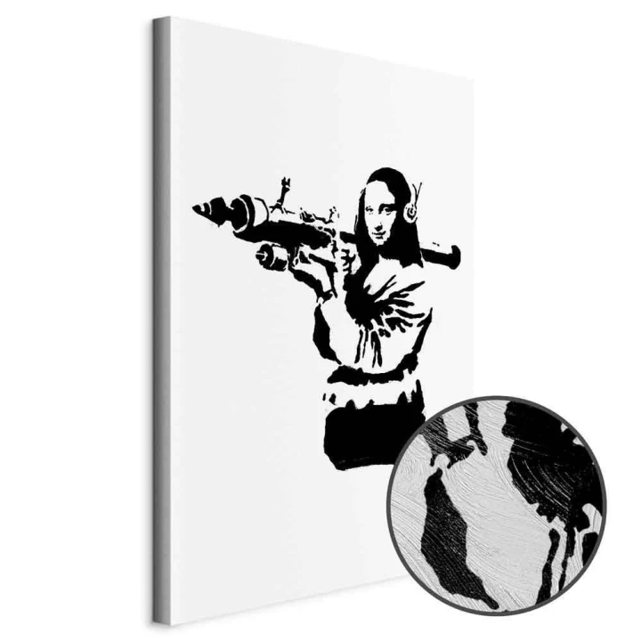 Obraz - Banksy Mona Lisa with Rocket Launcher (1-częściowy) pionowy