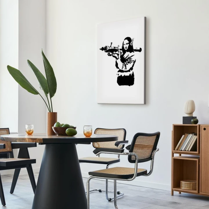 Obraz - Banksy Mona Lisa with Rocket Launcher (1-częściowy) pionowy