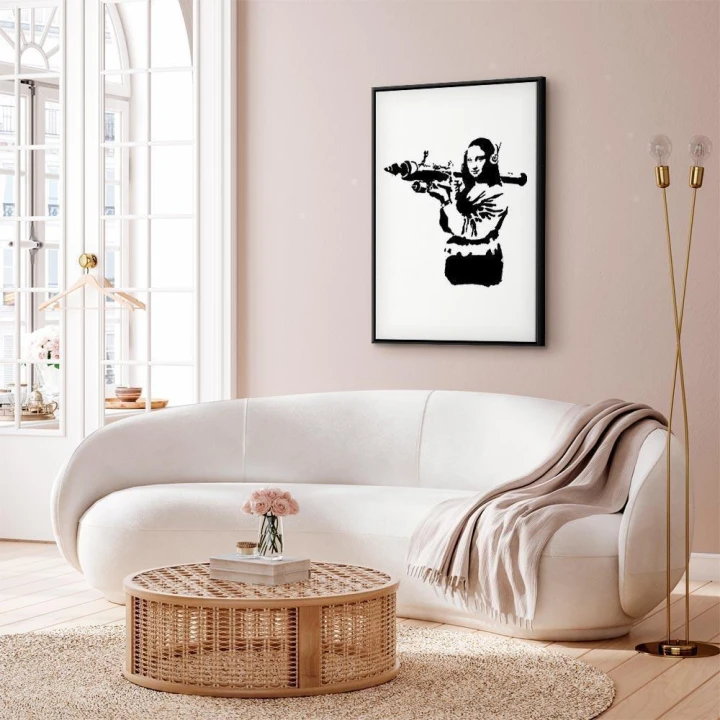 Obraz - Banksy Mona Lisa with Rocket Launcher (1-częściowy) pionowy
