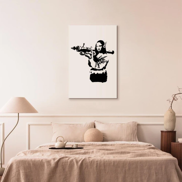 Obraz - Banksy Mona Lisa with Rocket Launcher (1-częściowy) pionowy