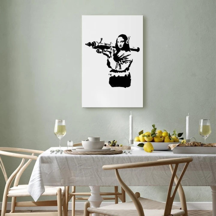 Obraz - Banksy Mona Lisa with Rocket Launcher (1-częściowy) pionowy