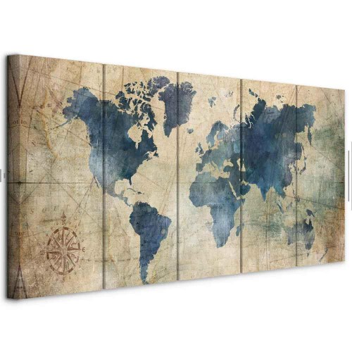 Obraz - Retro mapa (5-częściowy) wąski