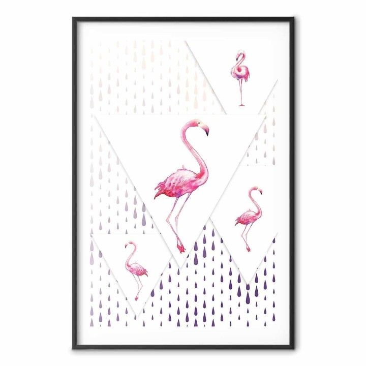 Plakat - Rodzina flamingów
