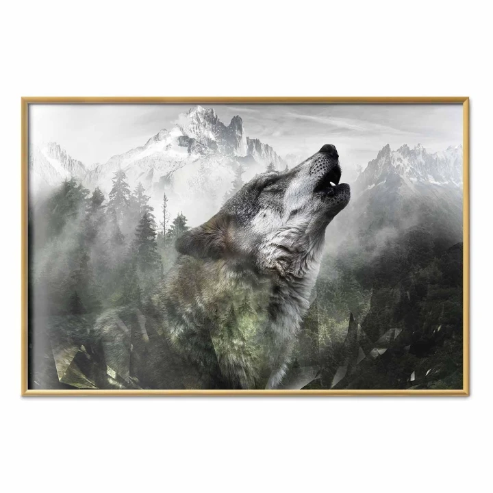 Plakat - Wyjący wilk