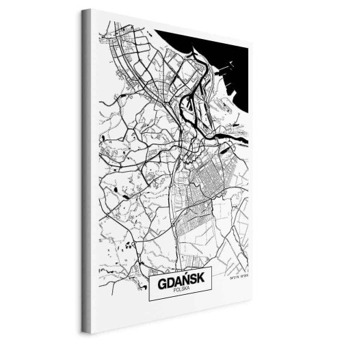 Obraz - Mapa miasta: Gdańsk (1-częściowy) pionowy
