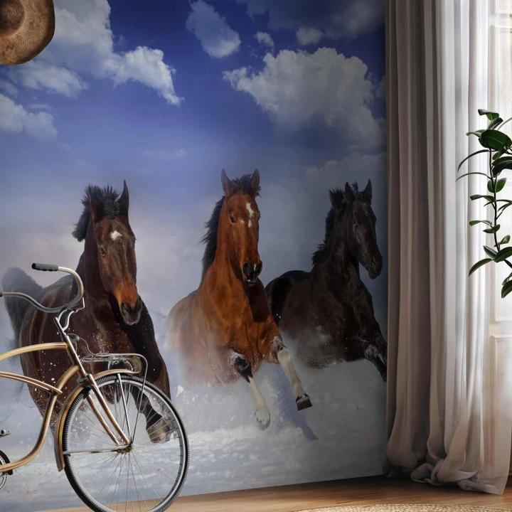 Fototapeta - Konie w śniegu