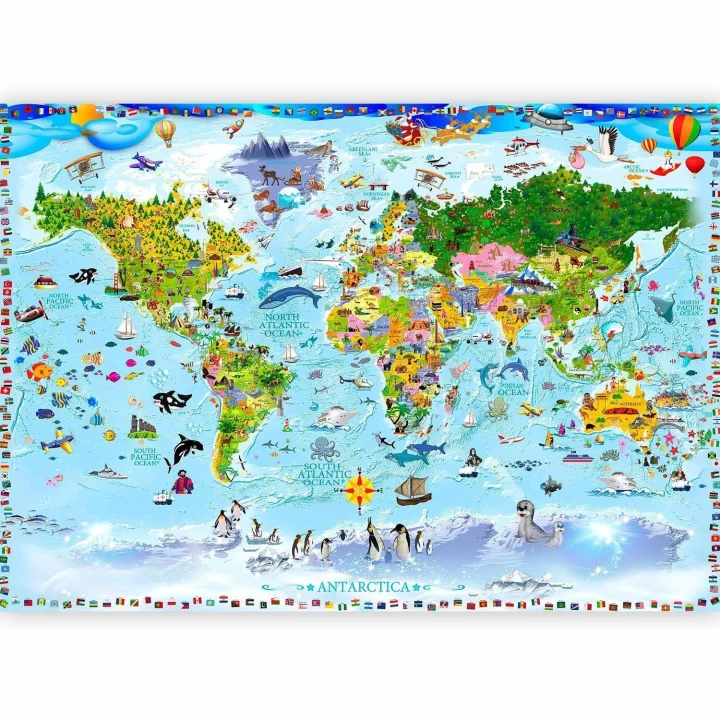 Fototapeta - Mapa świata dla dzieci