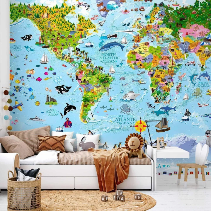 Fototapeta - Mapa świata dla dzieci