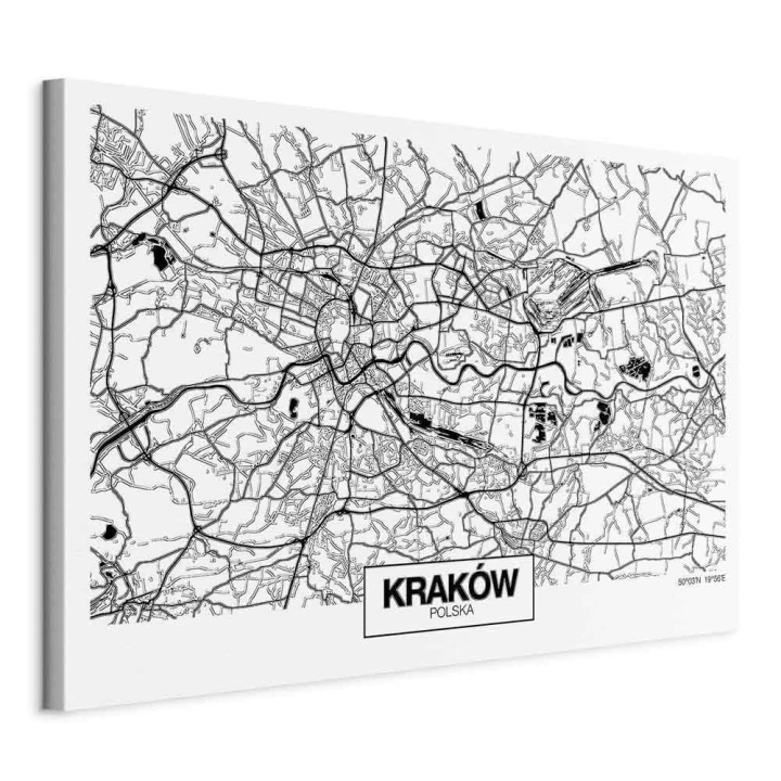 Obraz - Mapa miasta: Kraków (1-częściowy) szeroki
