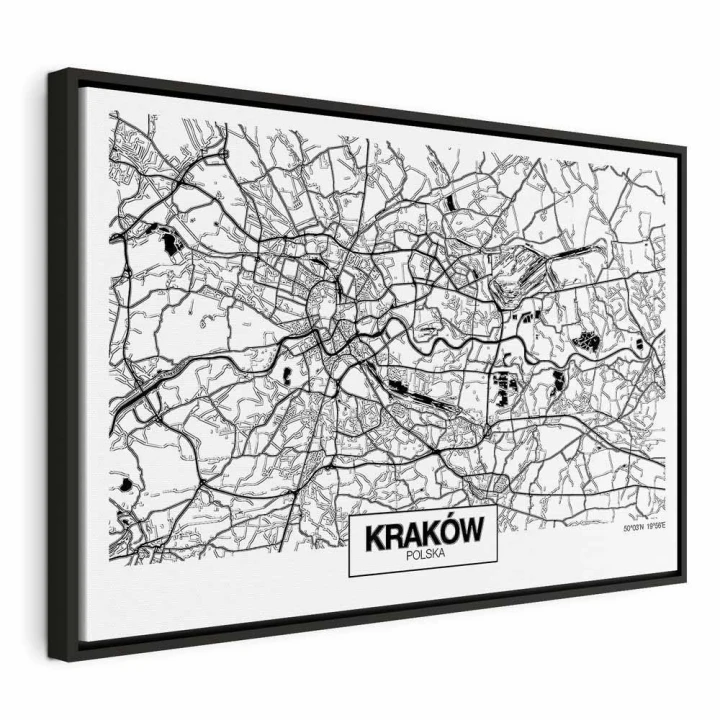 Obraz - Mapa miasta: Kraków (1-częściowy) szeroki