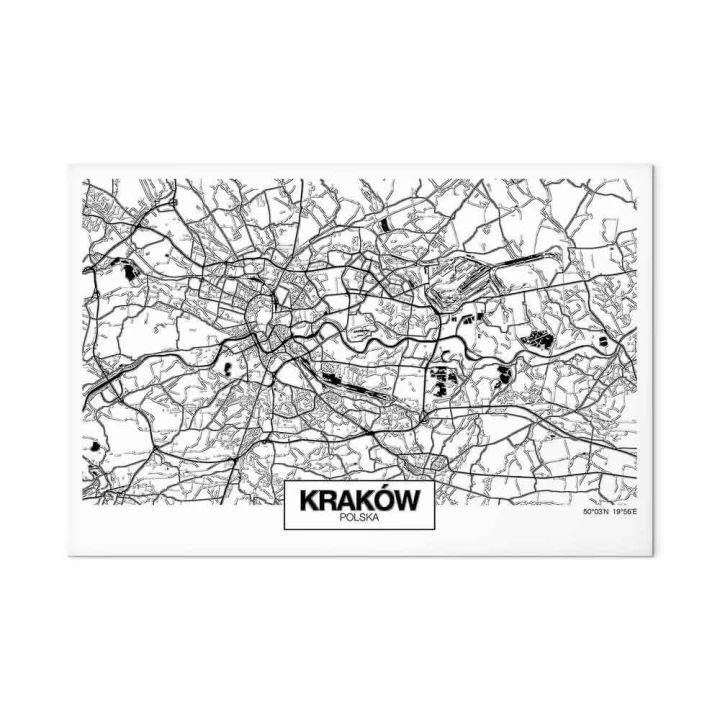 Obraz - Mapa miasta: Kraków (1-częściowy) szeroki