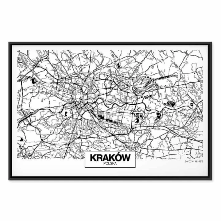 Obraz - Mapa miasta: Kraków (1-częściowy) szeroki