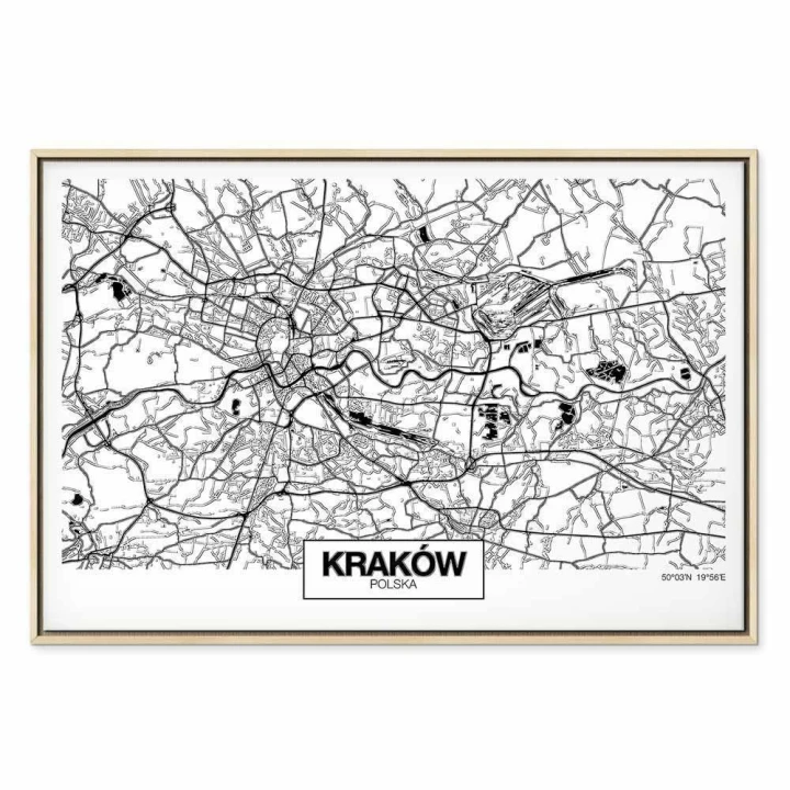 Obraz - Mapa miasta: Kraków (1-częściowy) szeroki