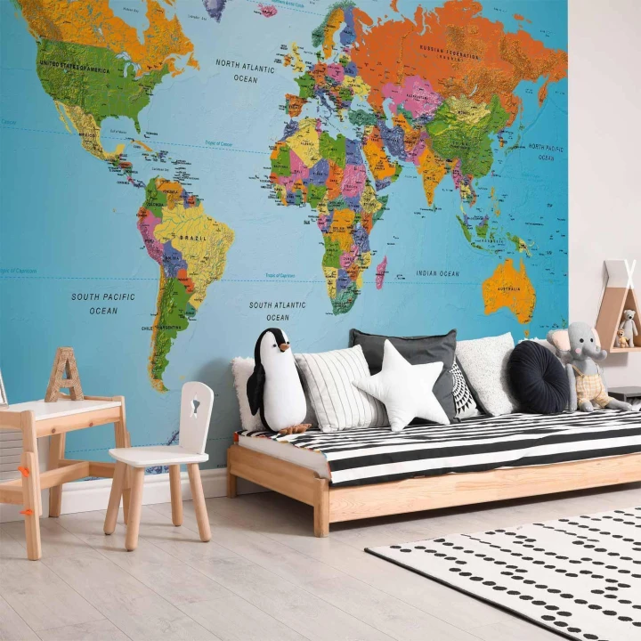 Fototapeta - Mapa świata: Kolorowa geografia