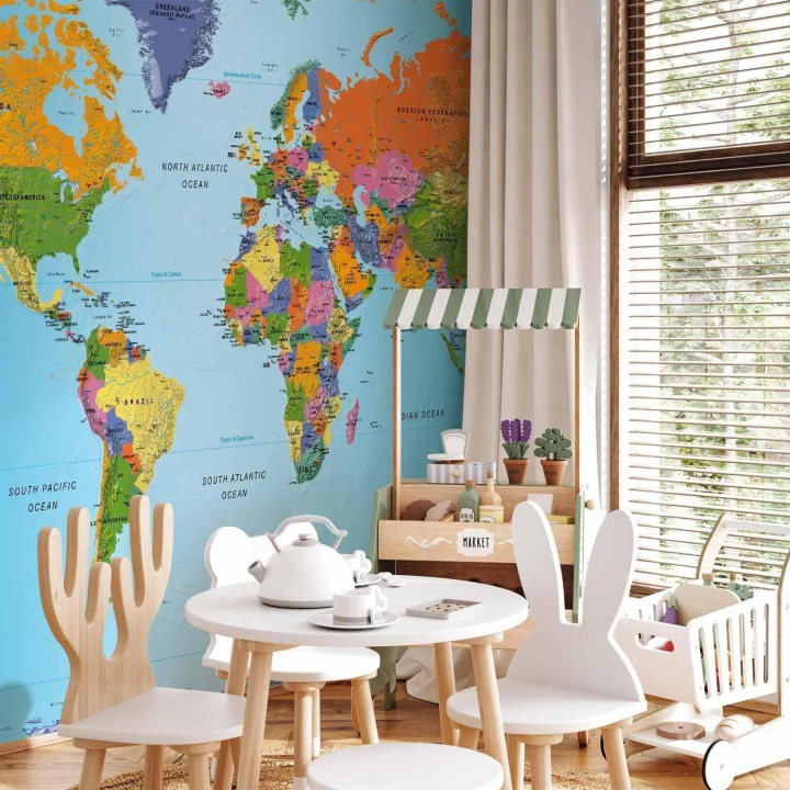 Fototapeta - Mapa świata: Kolorowa geografia