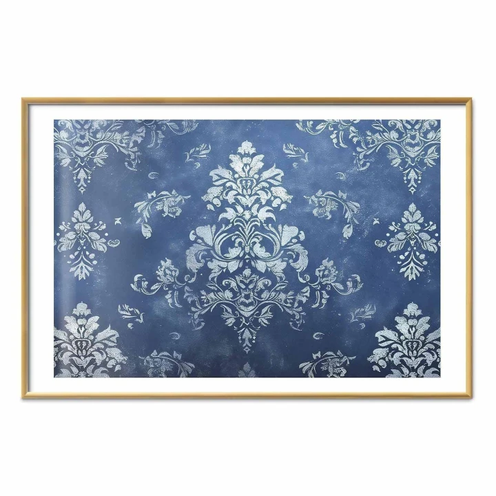 Plakat - Retro ornament w przetartych błękitach