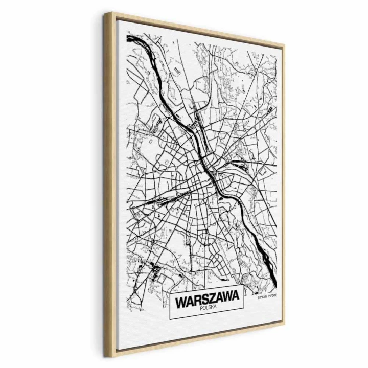 Obraz - Mapa miasta: Warszawa (1-częściowy) pionowy
