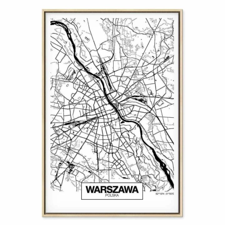 Obraz - Mapa miasta: Warszawa (1-częściowy) pionowy