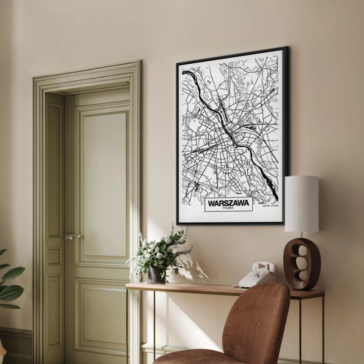 Obraz - Mapa miasta: Warszawa (1-częściowy) pionowy