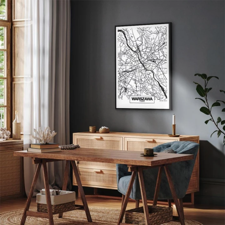 Obraz - Mapa miasta: Warszawa (1-częściowy) pionowy