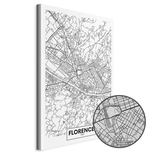Obraz - Mapa Florencji (1-częściowy) pionowy