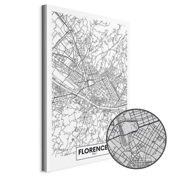 Obraz - Mapa Florencji (1-częściowy) pionowy