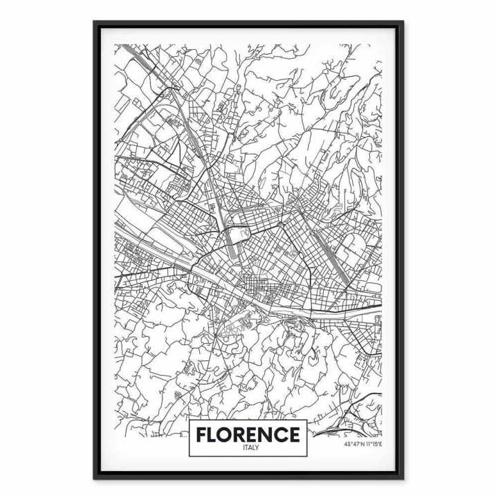 Obraz - Mapa Florencji (1-częściowy) pionowy