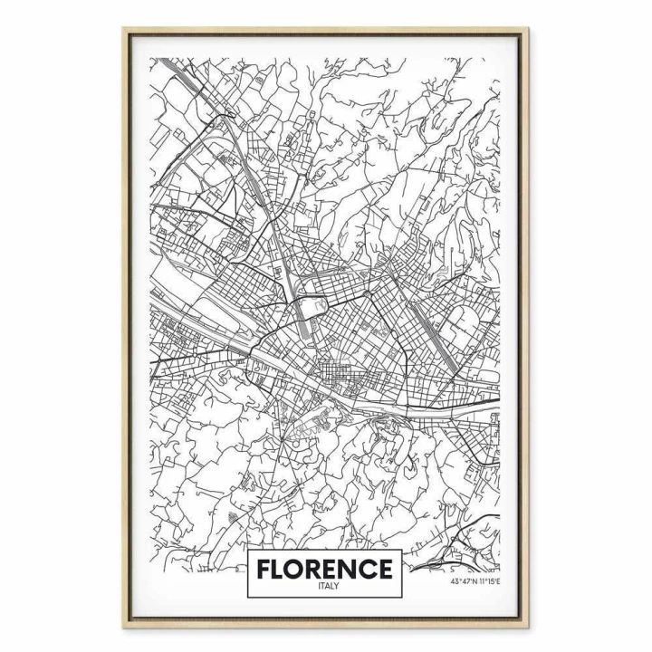 Obraz - Mapa Florencji (1-częściowy) pionowy