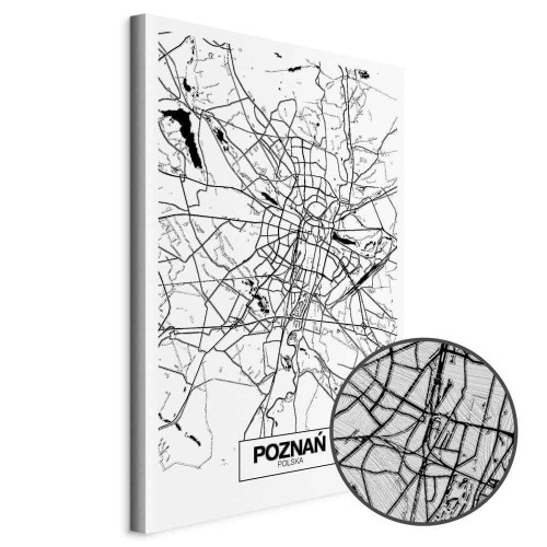 Obraz - Mapa miasta: Poznań (1-częściowy) pionowy