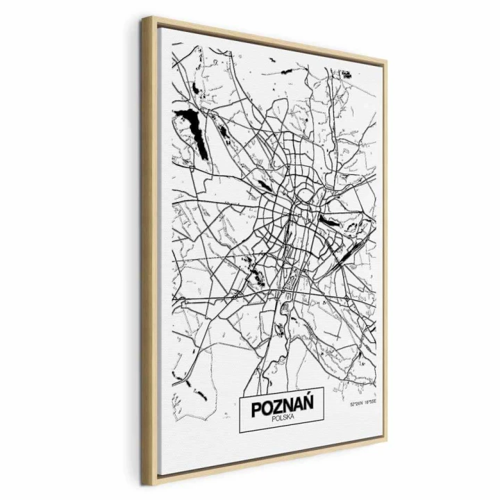 Obraz - Mapa miasta: Poznań (1-częściowy) pionowy