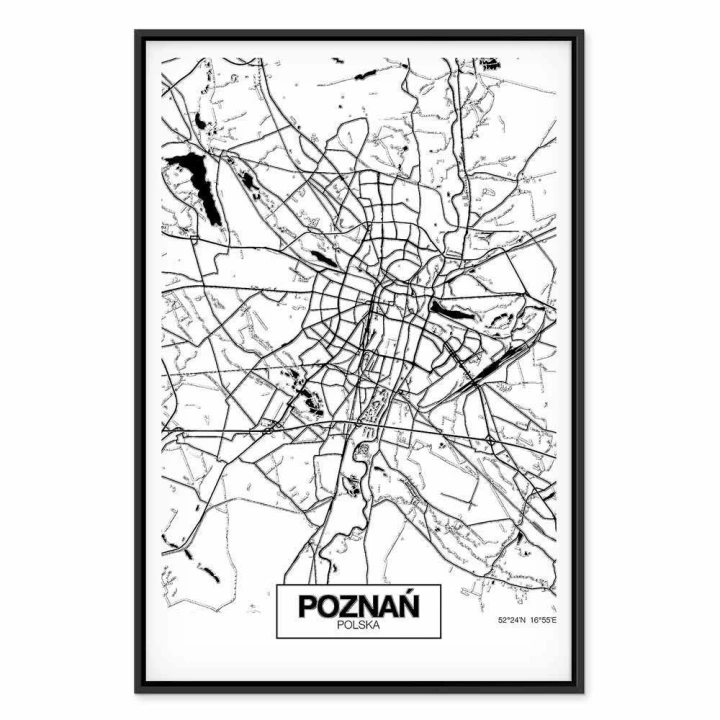 Obraz - Mapa miasta: Poznań (1-częściowy) pionowy