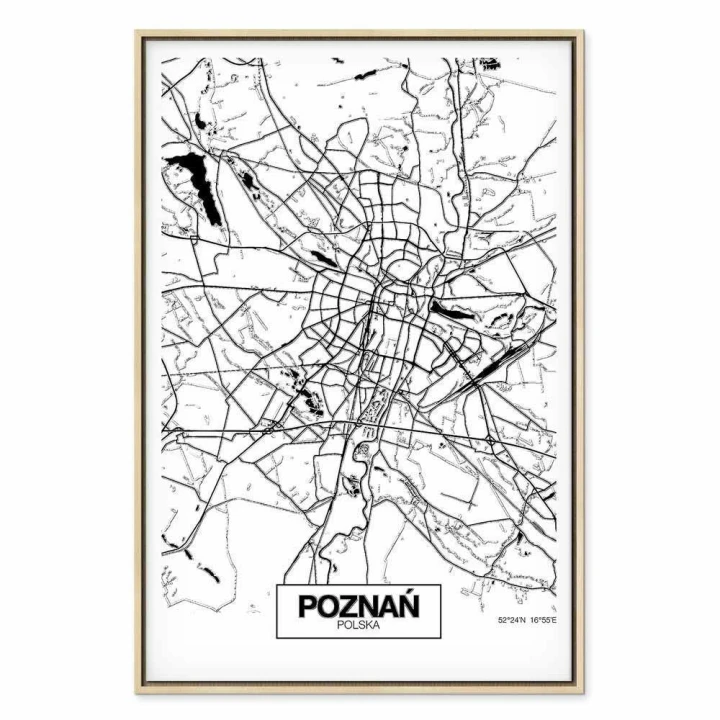 Obraz - Mapa miasta: Poznań (1-częściowy) pionowy