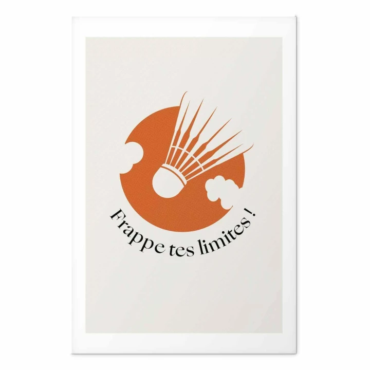 Plakat - Lotka do badmintona na tle pomarańczowego słońca