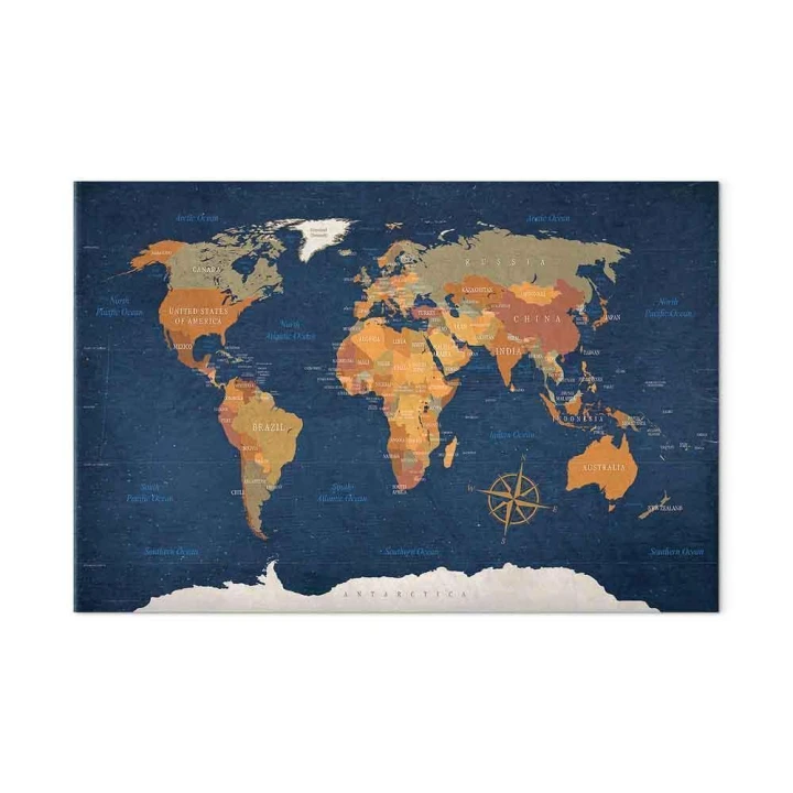 Obraz - Mapa świata: Atramentowe oceany