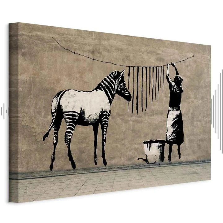 Obraz - Banksy: Pranie zebry na betonie (1-częściowy) szeroki