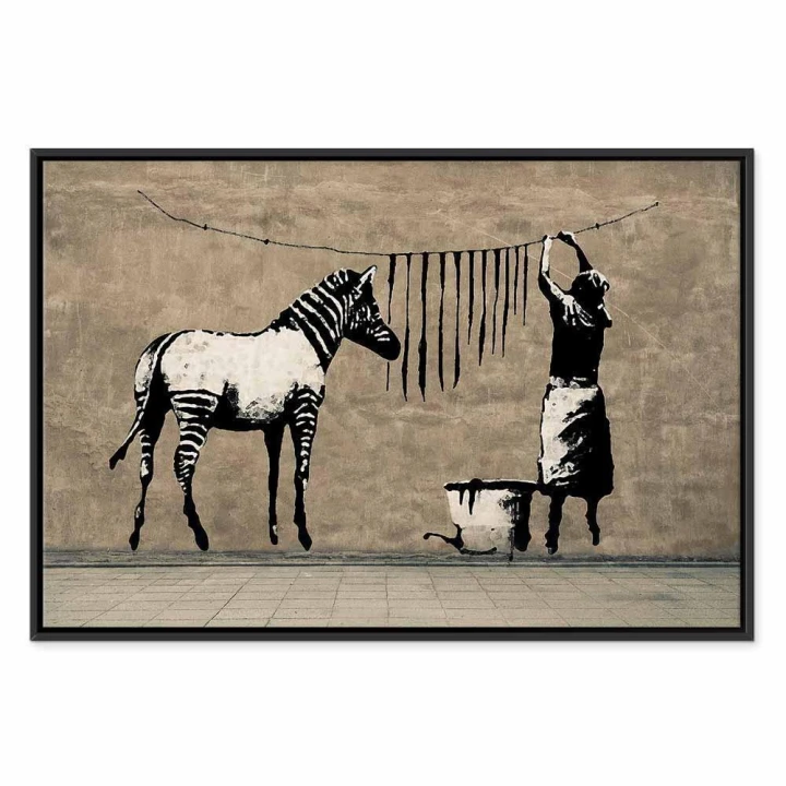 Obraz - Banksy: Pranie zebry na betonie (1-częściowy) szeroki