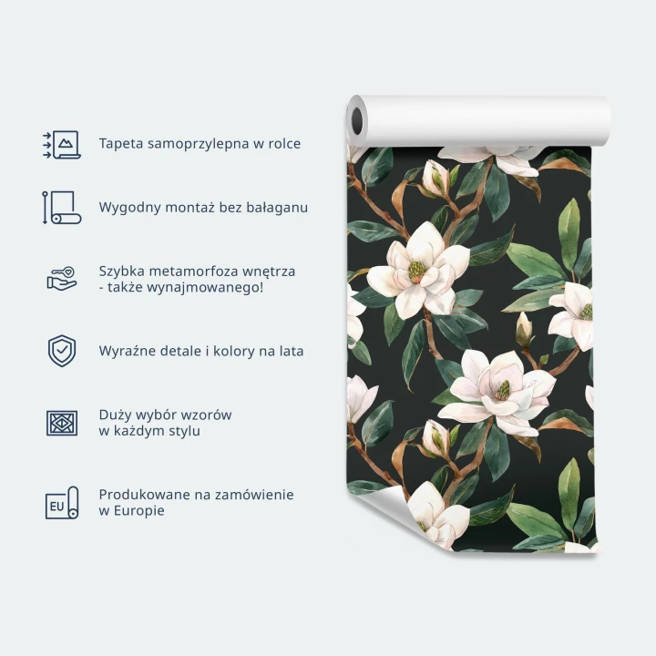 Tapeta - Egzotyczne - dwukolorowe kwiaty - Kwiaty w barwach fioletu i pomarańczowego na niebieskim tle