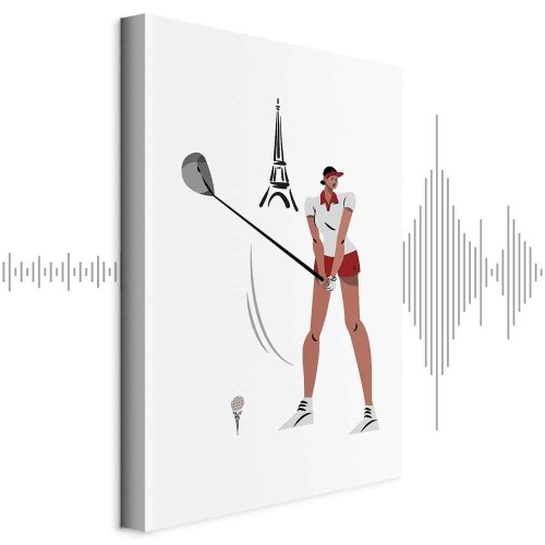 Obraz - Golfistka z wieżą Eiffla w tle - ilustracja