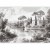 Fototapeta - Czarno-biały pejzaż vintage retro widok na staw z łódką