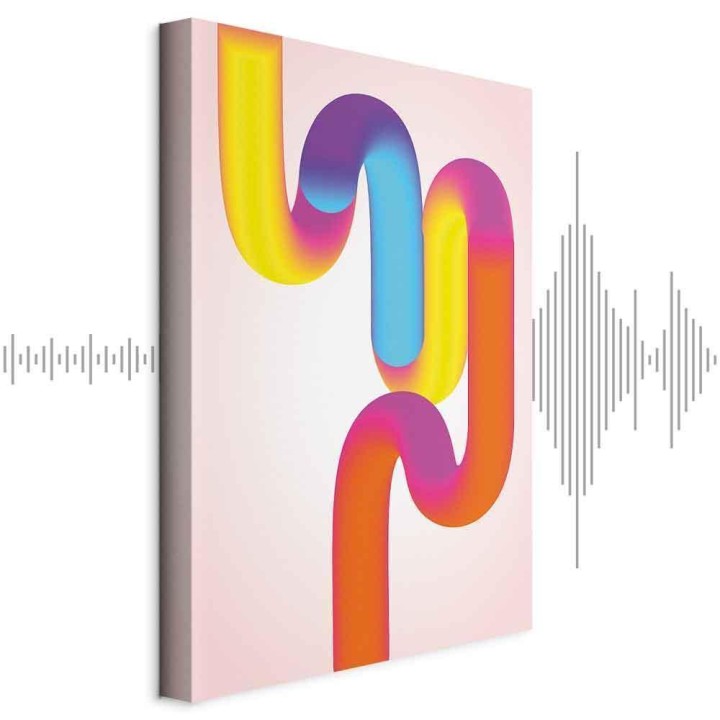 Obraz - Barwne Zakręty - dynamiczna kompozycja w odcieniach żółci różu i niebieskiego