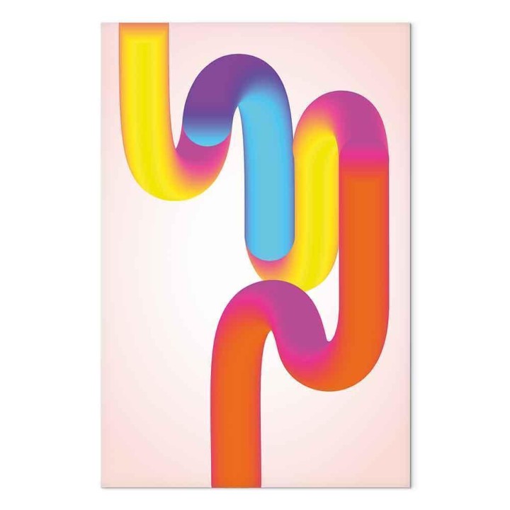 Obraz - Barwne Zakręty - dynamiczna kompozycja w odcieniach żółci różu i niebieskiego