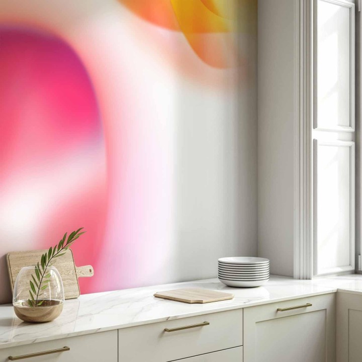 Fototapeta - Abstrakcja - różowa planeta najbliżej słońca na jasnym tle nieba