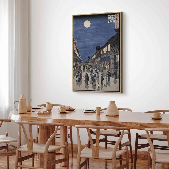 Obraz - Utagawa Hiroshige – Widok nocny na ulicę Saruwaka