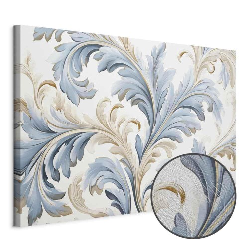 Obraz - Barokowe ornamenty w jasnej kremowo-niebieskiej kolorystyce