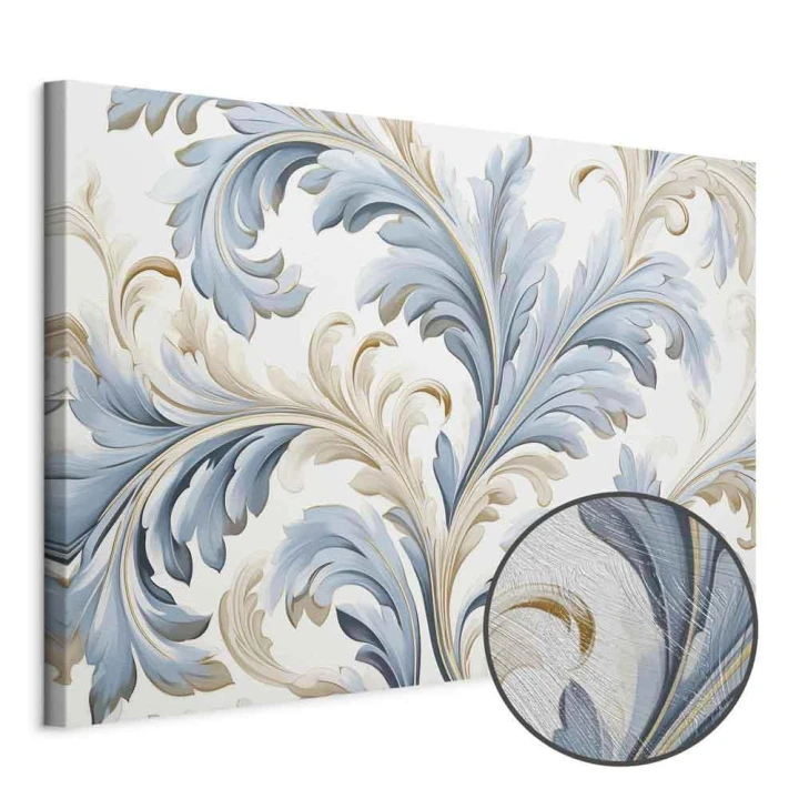 Obraz - Barokowe ornamenty w jasnej kremowo-niebieskiej kolorystyce